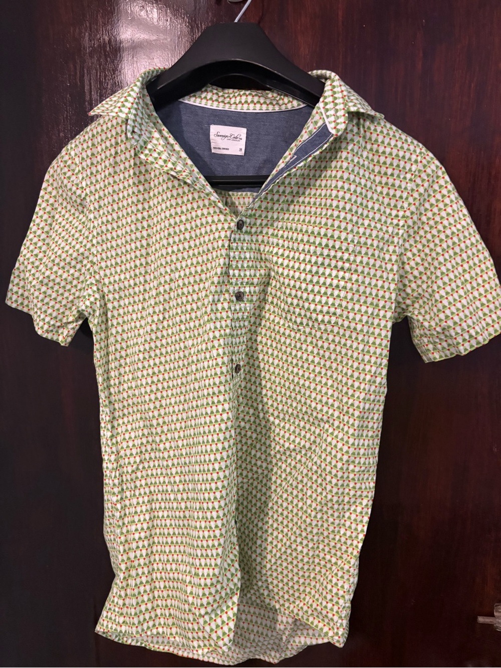 Bundle 3 for $15. Sovereign Code Lime Green Geo-Print Short Sleeve Button-Down.